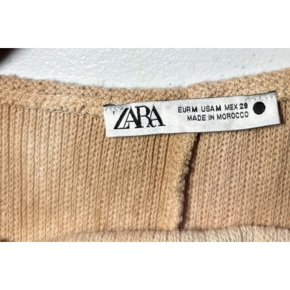 Zara Womens Sz M Embroidered Knit Tie Dye Maxi Dress Beige Boho Cottagecore - Picture 4 of 6